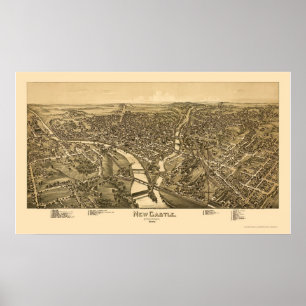 Nytt slott, panorama- karta för PA - 1896 Poster