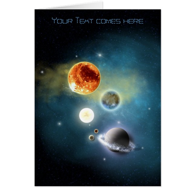 Nytt solsystem hälsningskort (Framsidan)