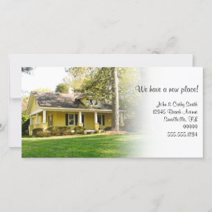 Nytt ställe! Beställnings- fotokort för Meddelande