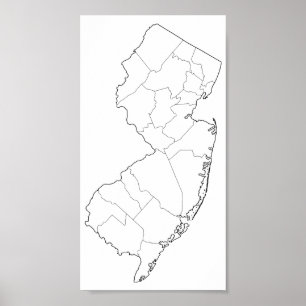 Nytt - tomma jerseylän skisserar kartan poster