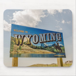 Nytt välkomstkort till Wyoming Sign - State Gräns Musmatta