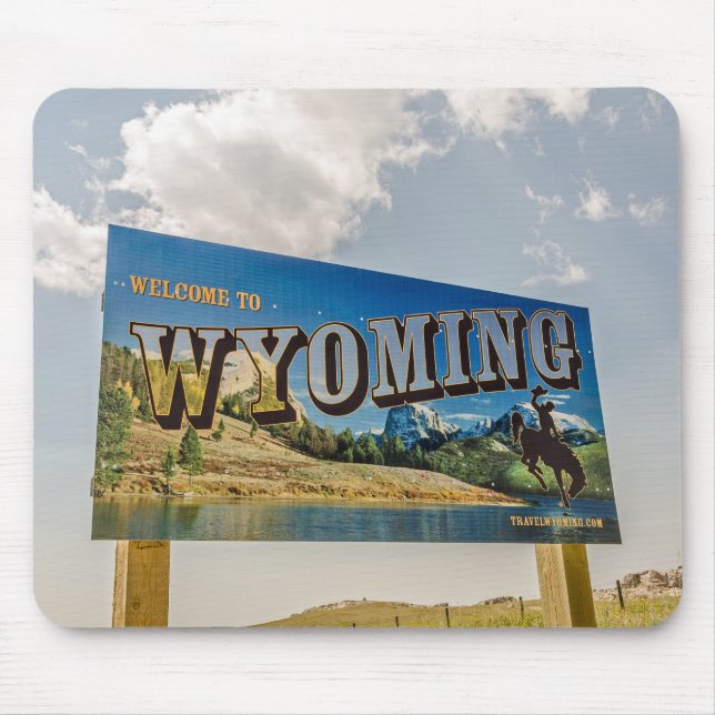 Nytt välkomstkort till Wyoming Sign - State Gräns Musmatta (Framsidan)