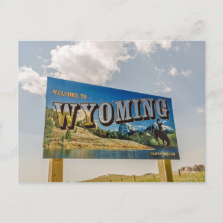 Nytt välkomstkort till Wyoming Sign - State Gräns Vykort