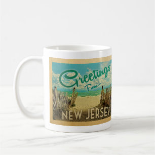 Nytt - vintage resor för jerseykuststrand kaffemugg