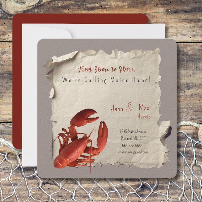 Nytt vykort för Flytta av hemmaine-meddelande (Moving to Maine? Send your friends and family a beautiful personalized announcement!)