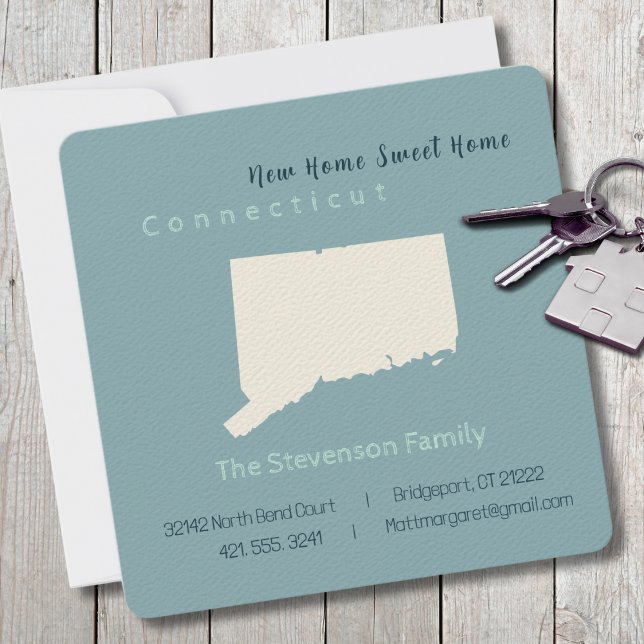Nytt vykort för meddelande om Flytta av hemanslutn (Moving to Connecticut? Send your friends and family a beautiful personalized announcement!)