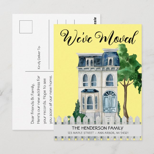 Nytt vykort för meddelande om Flytta hemma (Fram/baksida)