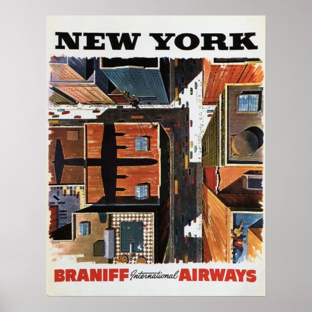 NYTT YORK från översta Vintagen Airline Poster (Framsidan)