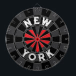 NYTT YORK Vit text om svart kol Rött hjärta Darttavla<br><div class="desc">NY YORK White Text ANPASSAD DESIGN Editable Top and Grund Text med Red Heart på svart och kolbaserad färgad Dartboard. Anpassa till din kärlek!</div>