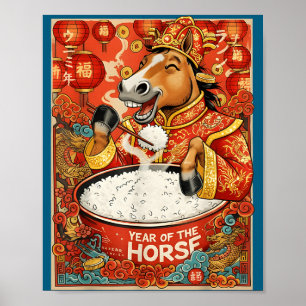 Nytt Zodiak Kinesiskt Häst Ris Poster