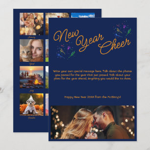 Nyttårsfirande Multi Foto Navyblå Julkort