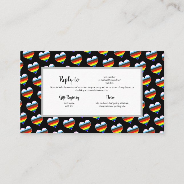 Nyttjandekort för Rainbow Heart Mönster Tilläggskort (Framsida)