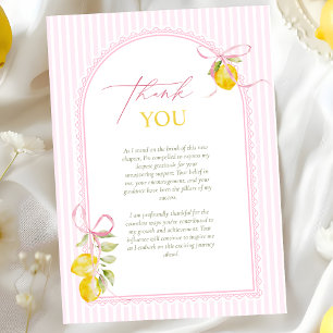 nyutexaminerad Citron rosa rosett examensfirande Tack Kort