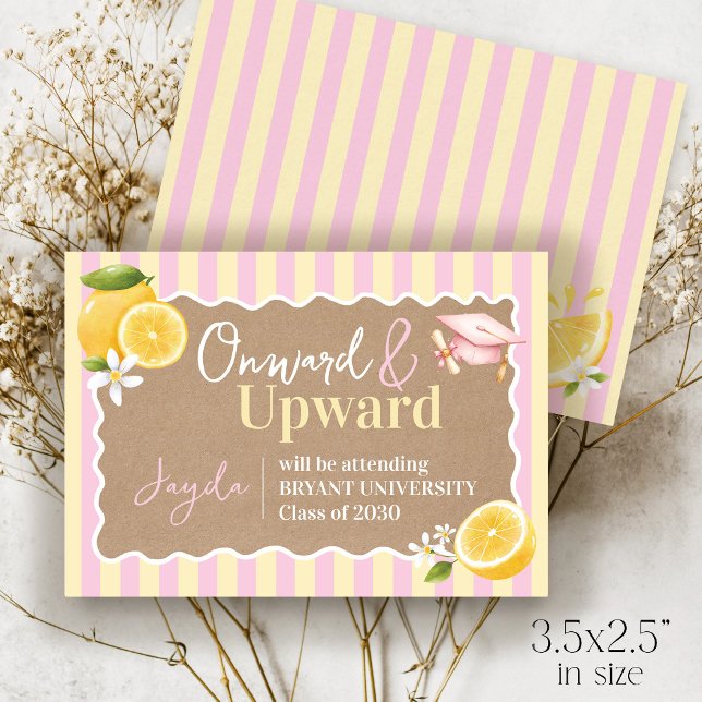 NYutexaminerade Citroner Examen Högskola Universit Tilläggskort (Onward and Upward college announcement Freshly Graduated lemons graduation invitation insert card)
