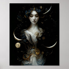 Nyx, gudinna för nattens surreella Fantasy Art Pos Poster