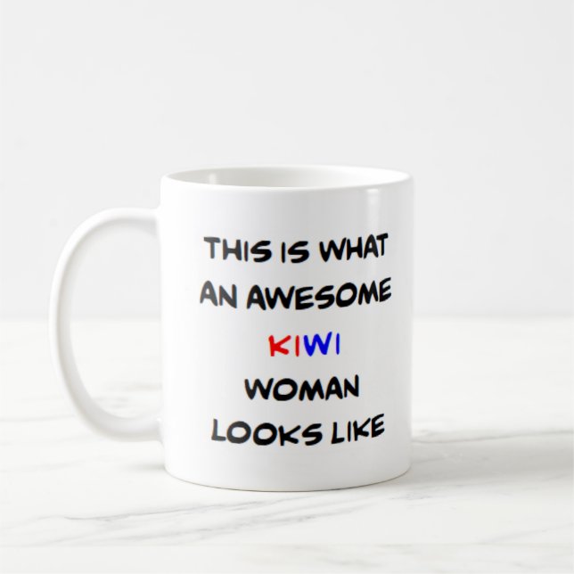 nyzeeländsk kiwikvinna, underbar kaffemugg (Vänster)