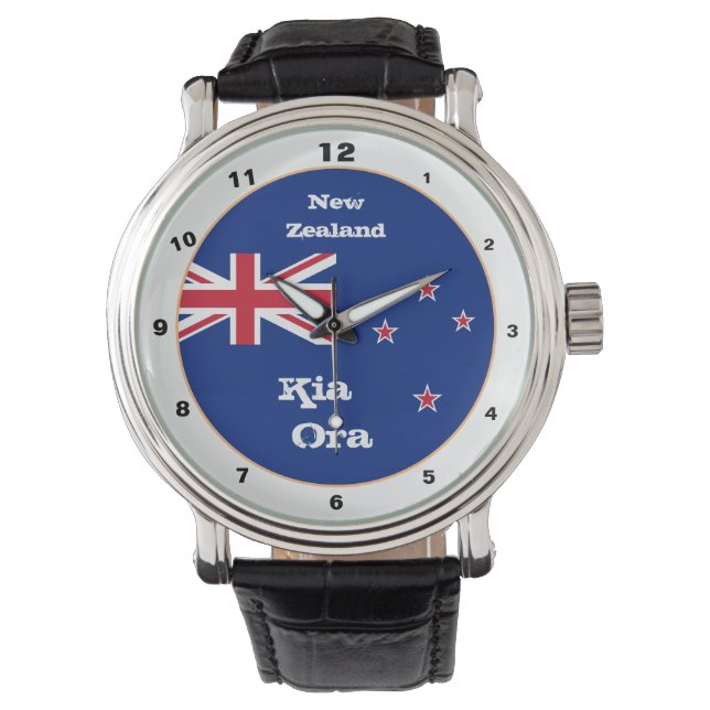 Nyzeeländska Flagga, Kia Ora, Zeeland mode Armbandsur (Framsida)