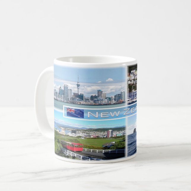 NZ Auckland Skyline - Wellington panorama - Kaffemugg (Framsida vänster)