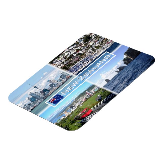 NZ Auckland Skyline - Wellington panorama - Magnet (Vänstra Sidan)