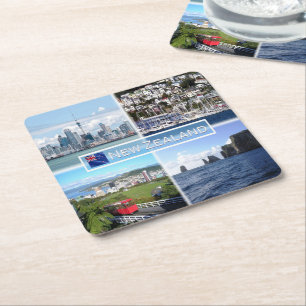 NZ Auckland Skyline - Wellington panorama - Underlägg Papper Kvadrat
