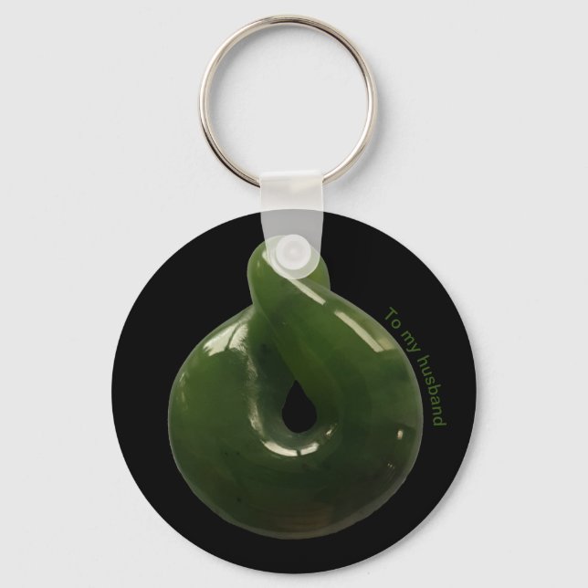NZ Greenstone Pounamu Twist Personalizable Gift Ke Nyckelring (Framsida)