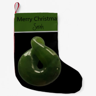 NZ jul Greenstone Pounamu Twist Julafton Liten Julstrumpa