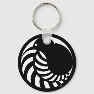 NZ Kiwi / Silver Fern Emblem Keychain Nyckelring