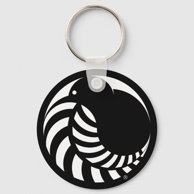 NZ Kiwi / Silver Fern Emblem Keychain Nyckelring (Framsida)