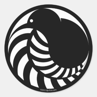 NZ Kiwi / Silver Fern Emblem Runt Klistermärke