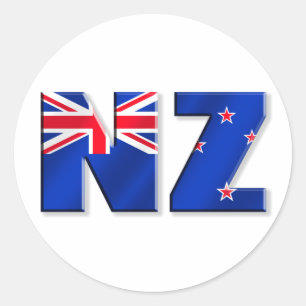 NZ-logotypflagga av nyazeeländskt Runt Klistermärke
