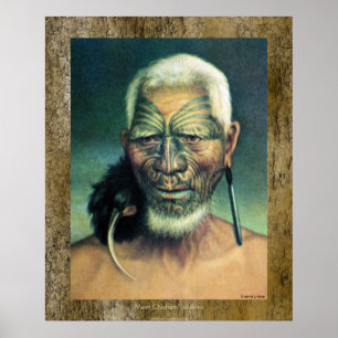 NZ Maori Chieftain Tukukino av Gottfried Lindauer Poster