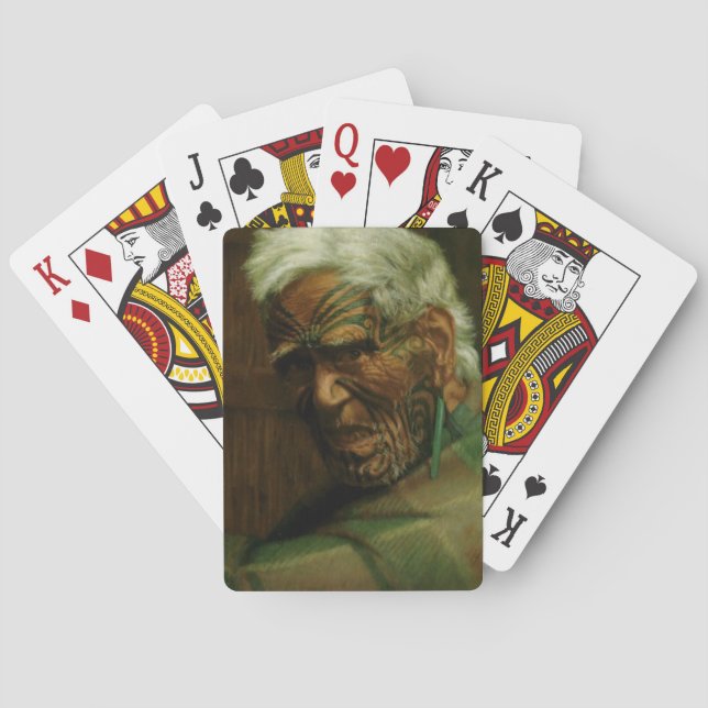 NZ Maori Leader Chieftain Historic Art Kortlek (Baksidan)