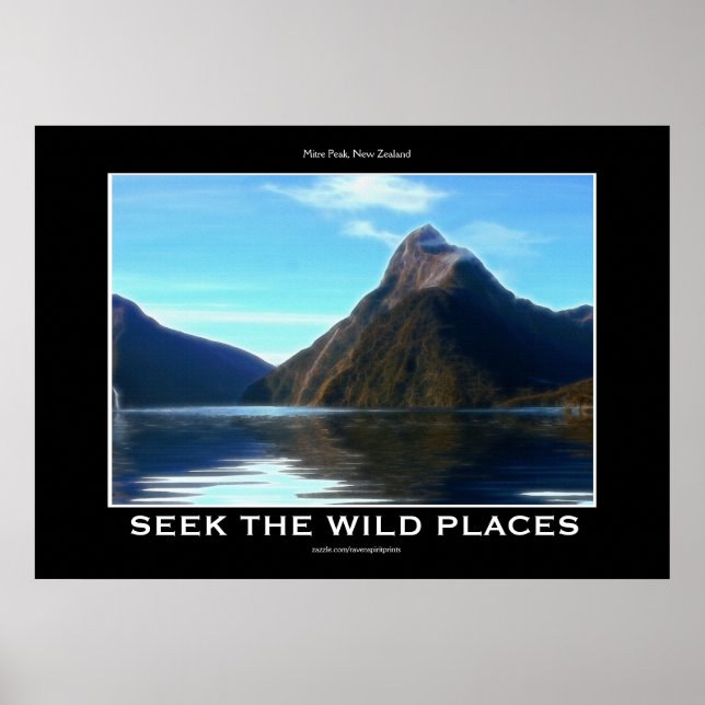 NZ Miter Peak Scenia Motivational Art Poster (Framsidan)