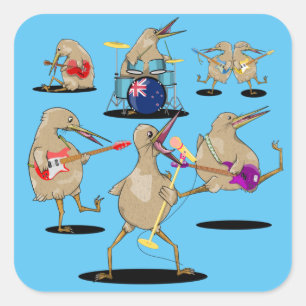 NZ Music Kiwi Band Fyrkantigt Klistermärke