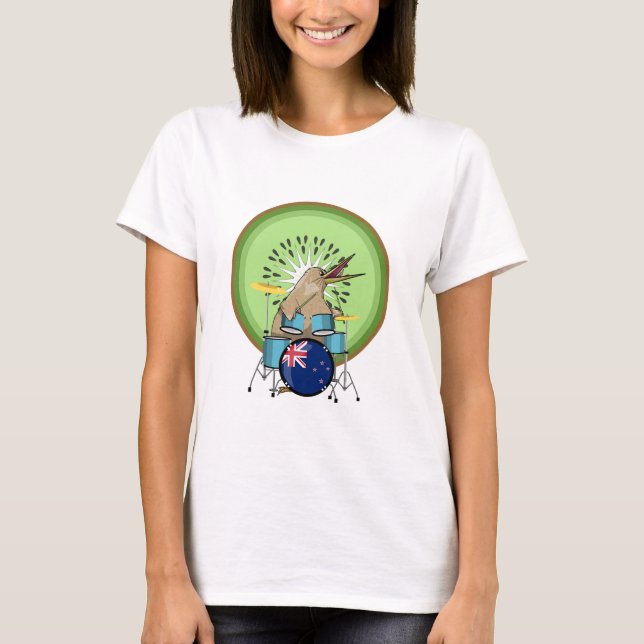 NZ Music Kiwi drumming T Shirt (Framsida)