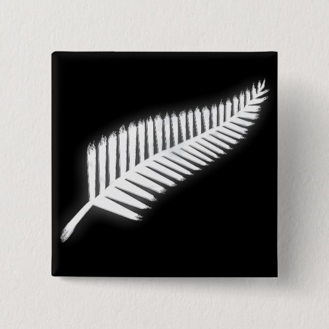 NZ Silver Fern National Emblem Patriotic Button Knapp (Framsida)