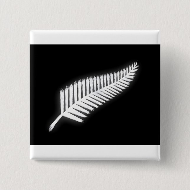NZ Silver Fern National Emblem Patriotic Button Knapp (Framsida)