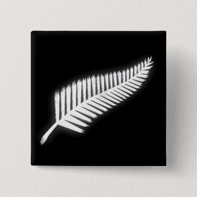NZ Silver Fern National Emblem Patriotic Button Knapp (Framsida)