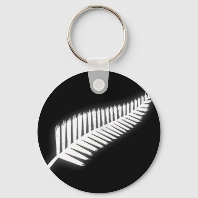 NZ Silver Fern National Emblem Patriotic Keychain Nyckelring (Framsida)