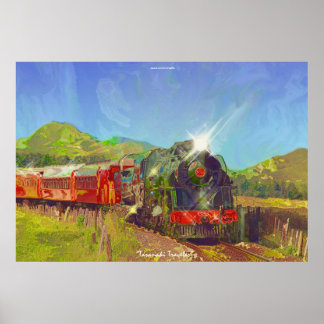 NZ Steam Tåg Modern Painting på en Poster