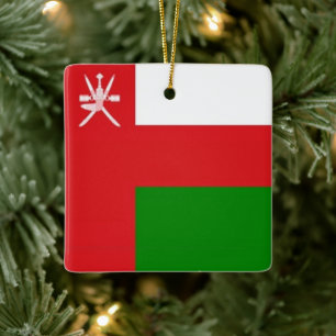 O001 Omani FLAGGA Oman Julgransprydnad Keramik