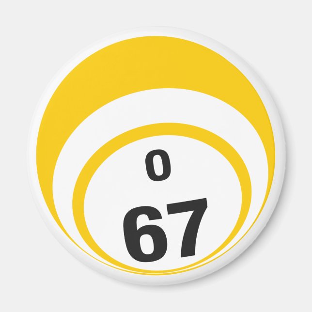 O 67 bingo boll-kylskåp magnet (Framsidan)