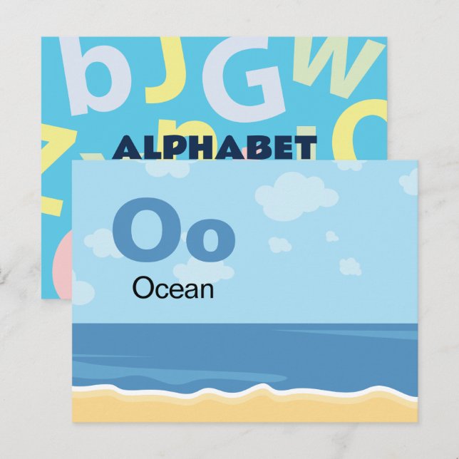 O är för Ocean - Alphabet Flash Card Vykort (Fram/baksida)