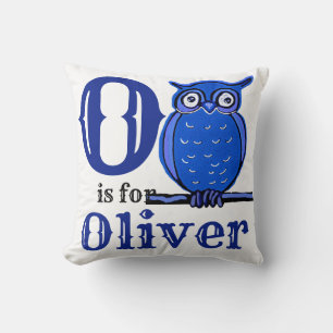 O är för Oliver baby pojke Kudde