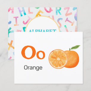 O är för Orange - Alfabet Flash-kort Vykort