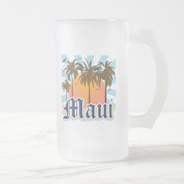 Ö av den Maui Hawaii souvenir Frostat Ölglas (Höger)