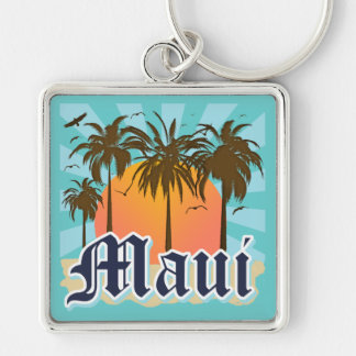 Ö av den Maui Hawaii souvenir Fyrkantig Silverfärgad Nyckelring