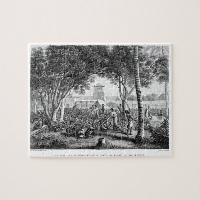 Ö av Guam: Infödingar på arbete i trädgården av t Pussel (Horisontell)