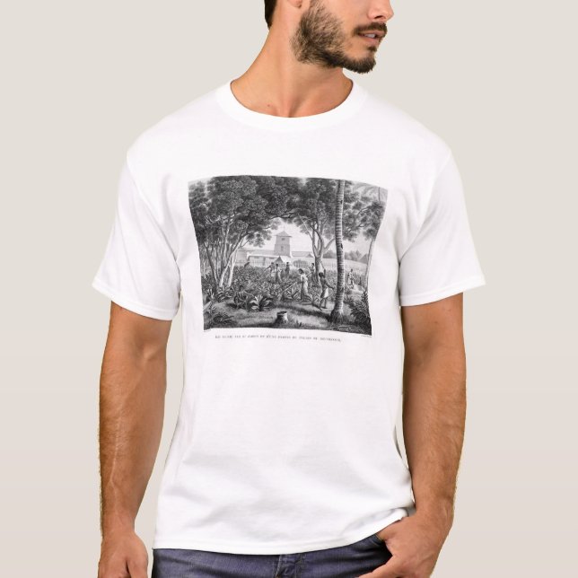 Ö av Guam: Infödingar på arbete i trädgården av t T-shirt (Framsida)