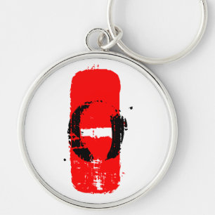 O- Blodtyp Keychain Rund Silverfärgad Nyckelring